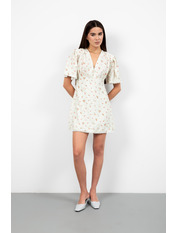 Сукня напівприталена PLA-883 M Молочний + рожеві квіти Молочний Молочний + рожеві квіти M