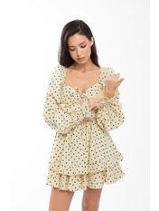 Сукня PLA-136 S Бежевий Бежевий + горох Бежевий + горох S