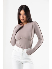 Лонгслів L-7865 Коричневий Капучино M