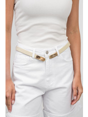 Ремінь шкіряний  105 см REM-06-20006r Молочний