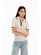 Футболка поло трикотажна приталеного крою FUT-12143 one size Молочний Молочний one size