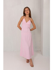 Сукня міді зі штапелю без рукавів PLA-336 Рожевий XS