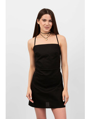 Сукня з льону приталена з оголеною спиною PLA-050 M/L Чорний Чорний M/L