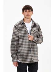 Сорочка чоловіча в клітинку  RA-123 S Бежевий Бежевий + чорна клітинка Бежевий + чорна клітинка S