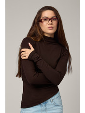 Лонгслів LNG-251048 S Коричневий Темно-коричневий Темно-коричневий S