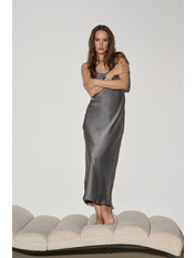 Сукня максі з сатину напівприталена PLA-202 XS/S Сірий Сірий  XS/S