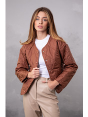 Куртка плащівка без комірця KR-8026 Коричневий S