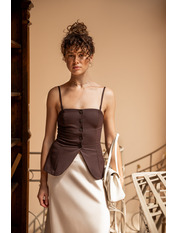 Жилетка з костюмної тканини однотонна JL-152 XS Коричневий Коричневий XS