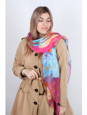 Шарф 23 Рожевий Хризантема рожевий