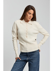 Светр на ґудзиках поло KOF-261121 one size Молочний Молочний one size