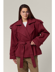 Тренч з коттону однотонний KAR-851 S Бордовий Бордовий S