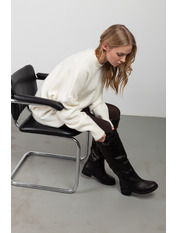 Чоботи з натуральної шкіри на хутрі CHB-1550 38 Чорний Чорний 38