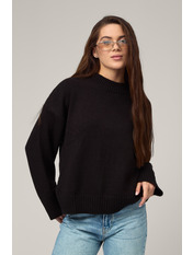 Светр з вирізом KOF-8533 one size Чорний Чорний one size