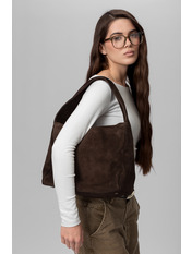 Сумка жіноча з натуральної замші SYM-20026 Темно-коричневий Коричневий