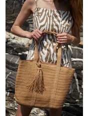 Сумка з соломи SYM-2022-08 Коричневий Капучино