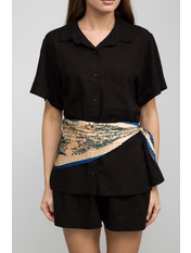 Хустка атласна APL-238297 Бежевий+синій Бежевий