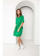 Сукня міні з бавовни з короткими рукавами PLA-12263 Зелений S