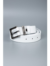 Шкіряний ремінь із сріблястою застібкою REM-102 Білий