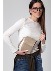 Сумка жіноча з натуральної замші SYM-50022-1 Світлий бізон Бежевий