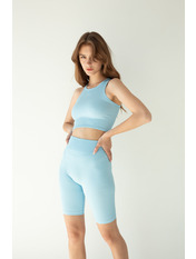 Трикотажний костюм в рубчик KT-240008 Блакитний. Блакитний S