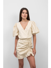 Сукня приталена з короткими рукавами PLA-855 XS Бежевий Світло-бежевий Світло-бежевий XS