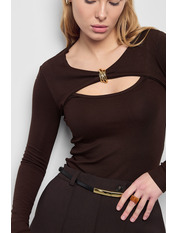 Лонгслів LNG-251098 S Коричневий Коричневий S