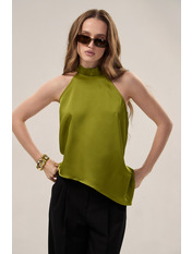 Топ з сатину вільного крою FUT-150 XS Оливковий Зелений Оливковий XS