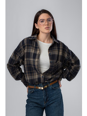 Сорочка в клітинку  RA-284 M/L Синій Синій + бежева клітинка Синій + бежева клітинка M/L