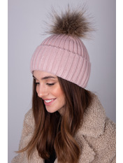 Вовняна шапка SHP-8382 Світло-пудровий Коричневий