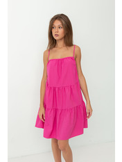 Сукня міні з коттону без рукавів PLA-12323 Малиновий Рожевий S