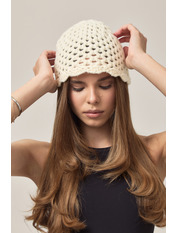 Ажурна шапка AJ-02 Молочний