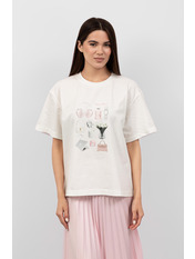 Футболка бавовняна oversize FUT-1291 M/L Молочний + рожевий Молочний Молочний + рожевий M/L