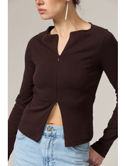 Лонгслів LNG-31993 M Коричневий Темно-коричневий Темно-коричневий M