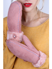 Жіночі варежки Бела Пудровий one size Рожевий