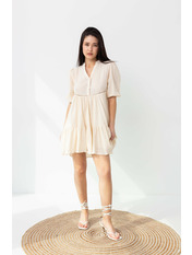 Сукня бавовняна напівприталена з рукавами три чверті PLA-380029 Бежевий L