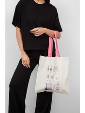 Шопер тканинний SHO-589 Бежевий+рожевий Бежевий