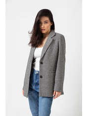 Жакет вільний з костюмної тканини PG-4567 чорно-молочна лапка Чорний one size