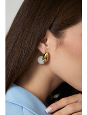 Сережки фігурні SER-13210 Білий Золотистий+білий