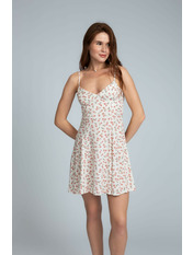 Сукня з віскози напівприталена PLA-135 Молочний Молочний + пудрові квіти L Молочний + пудрові квіти L