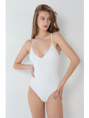 Суцільний купальник на зав'язках KU-2022-09 Білий S