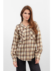Сорочка в клітинку  RA-929056 XS/S Бежевий Бежевий + коричнева клітинка Бежевий + коричнева клітинка XS/S