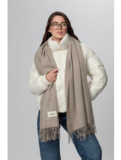 Шарф кашеміровий однотонний SH-105266 Синій Світло-капучиновий