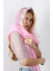 Шарф SVC-1901* Рожевий Хризантема рожевий