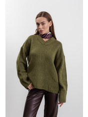 Светр вільний KOF-47681 Зелений one size Хакі Хакі one size