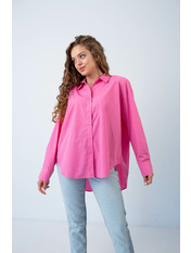 Сорочка з бавовни без кишень однотонна RA-230034 Рожевий S
