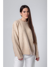 Светр з вирізом KOF-8544 Бежевий one size Мигдаль Мигдаль one size