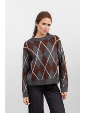 Светр прямий KOF-251061 one size Сірий Сіро-коричневий Сіро-коричневий one size