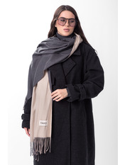 Шарф кашеміровий двохсторонній SH-106277 Бежево-графітовий Бежевий
