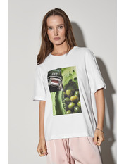 Футболка бавовняна oversize FUT-301 M/L Молочний+зелений Молочний+зелений M/L Молочний