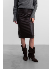 Спідниця міді з еко-шкіри U-400 M Коричневий Коричневий M